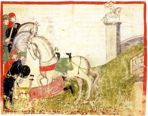 L’uccisione di Buondelmonte. In Giovanni Villani, Nuova Cronica, ms. Chigiano L VIII 296 (Roma, Biblioteca Vaticana)