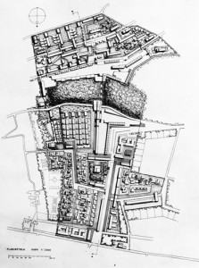 Planimetria del quartiere di Sorgane (1957). Tratta da: «Urbanistica», n. 39, 1963
