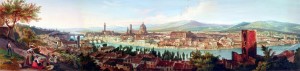 Veduta del fiume Arno nel tratto compreso tra la pescaia di S. Niccolò e il Ponte Vecchio (metà XIX sec.). Immagine tratta dal sito dell’Archivio Storico del Comune di Firenze